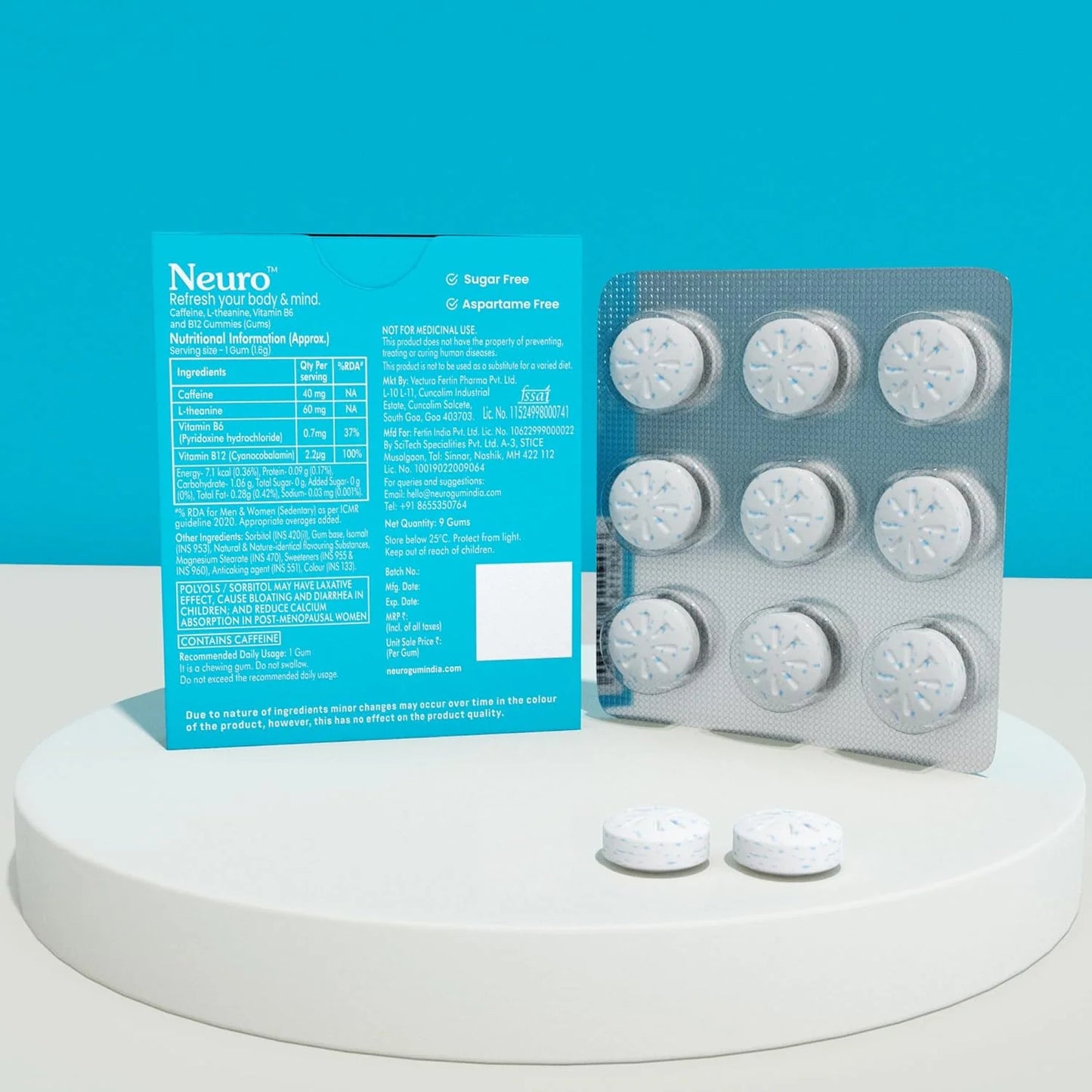 Neuro Energy & Focus Caffeine Gums - Peppermint (Gums) Sachets